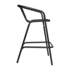 Commercial Indoor-Outdoor Rattan Restaurant Barstool with Aluminum Frame-Set of 4