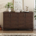 4-Door Sideboard Buffet Cabinet - Pine Wood with Adjustable Shelves (60")