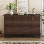 4-Door Sideboard Buffet Cabinet - Pine Wood with Adjustable Shelves (60")