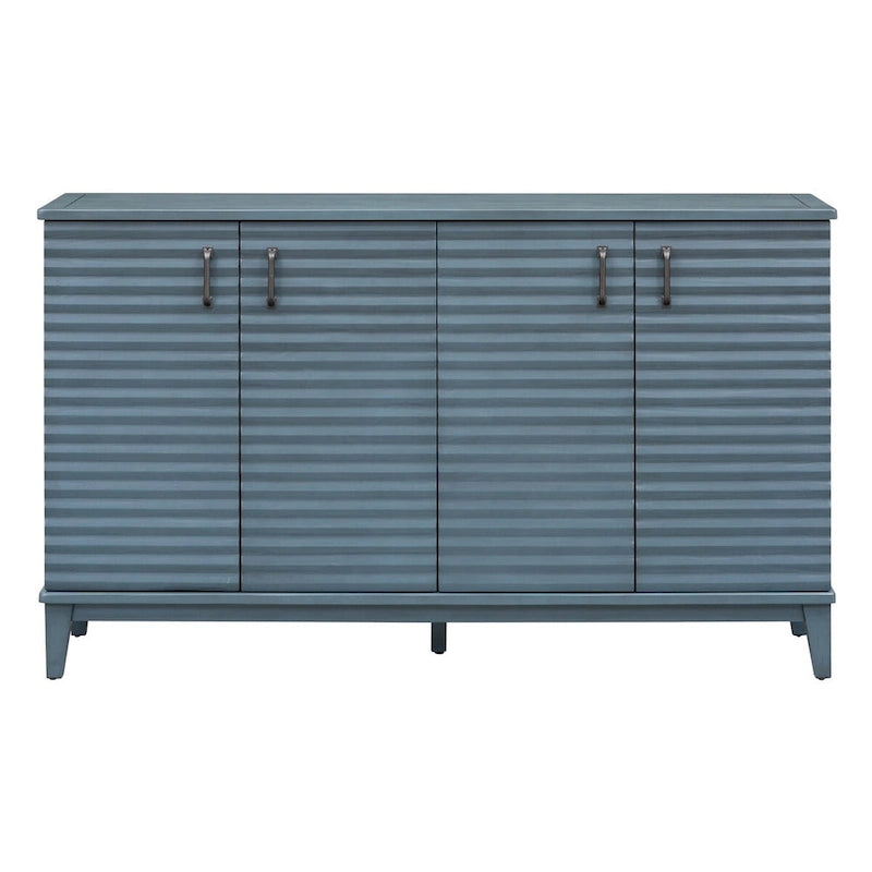 4-Door Sideboard Buffet Cabinet - Pine Wood with Adjustable Shelves (60")