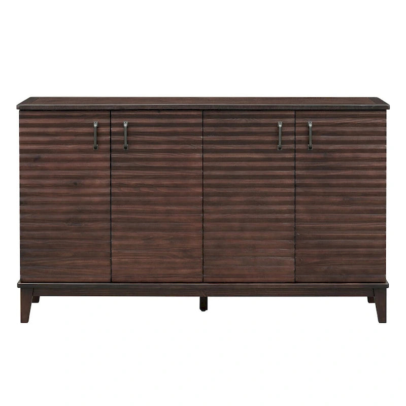 4-Door Sideboard Buffet Cabinet - Pine Wood with Adjustable Shelves (60")