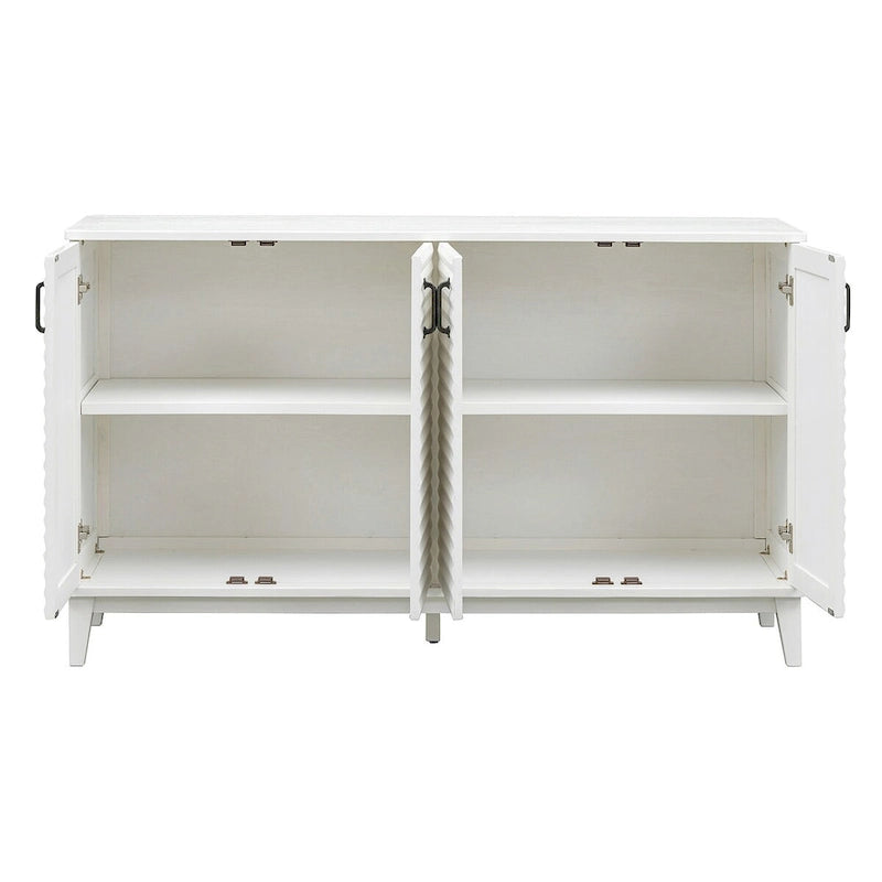 4-Door Sideboard Buffet Cabinet - Pine Wood with Adjustable Shelves (60")