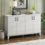 4-Door Sideboard Buffet Cabinet - Pine Wood with Adjustable Shelves (60")