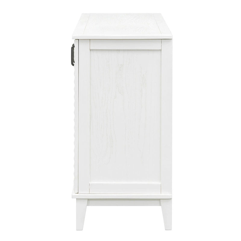 4-Door Sideboard Buffet Cabinet - Pine Wood with Adjustable Shelves (60")