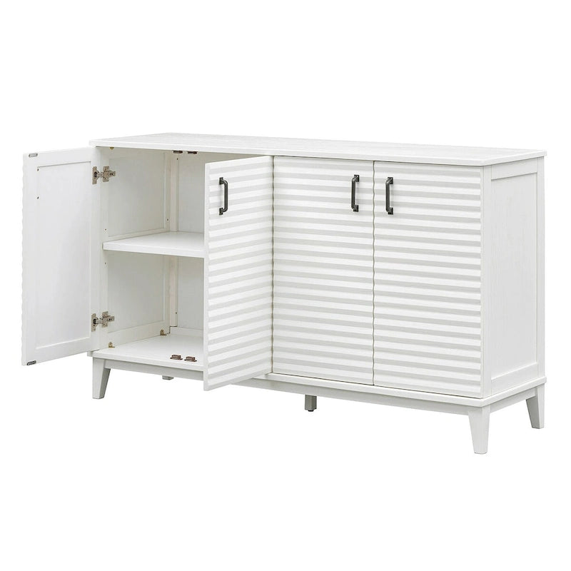 4-Door Sideboard Buffet Cabinet - Pine Wood with Adjustable Shelves (60")