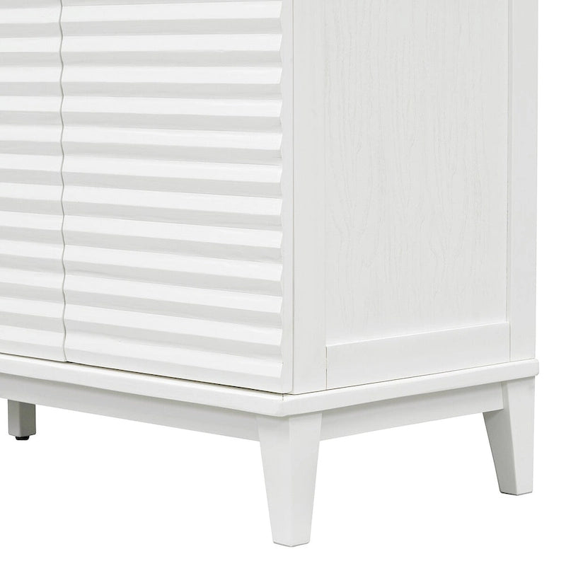 4-Door Sideboard Buffet Cabinet - Pine Wood with Adjustable Shelves (60")