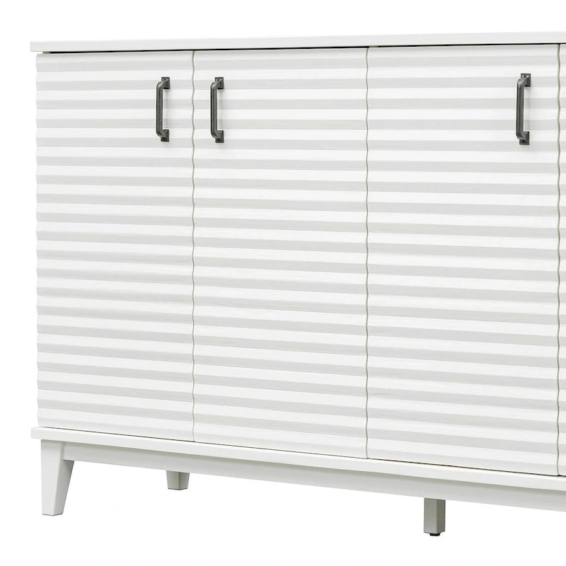 4-Door Sideboard Buffet Cabinet - Pine Wood with Adjustable Shelves (60")