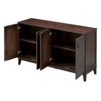 4-Door Sideboard Buffet Cabinet - Pine Wood with Adjustable Shelves (60")