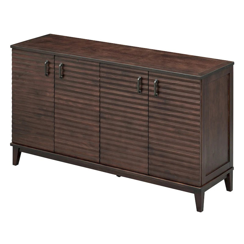4-Door Sideboard Buffet Cabinet - Pine Wood with Adjustable Shelves (60")