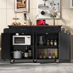 53.5 Farmhouse Kitchen Island with Power Outlet, Drop Leaf & Mobile Storage