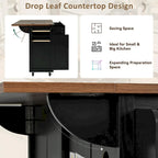 53.5 Farmhouse Kitchen Island with Power Outlet, Drop Leaf & Mobile Storage