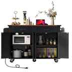 53.5 Farmhouse Kitchen Island with Power Outlet, Drop Leaf & Mobile Storage