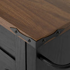 53.5 Farmhouse Kitchen Island with Power Outlet, Drop Leaf & Mobile Storage