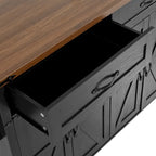 53.5 Farmhouse Kitchen Island with Power Outlet, Drop Leaf & Mobile Storage