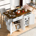 53.5 Farmhouse Kitchen Island with Power Outlet, Drop Leaf & Mobile Storage
