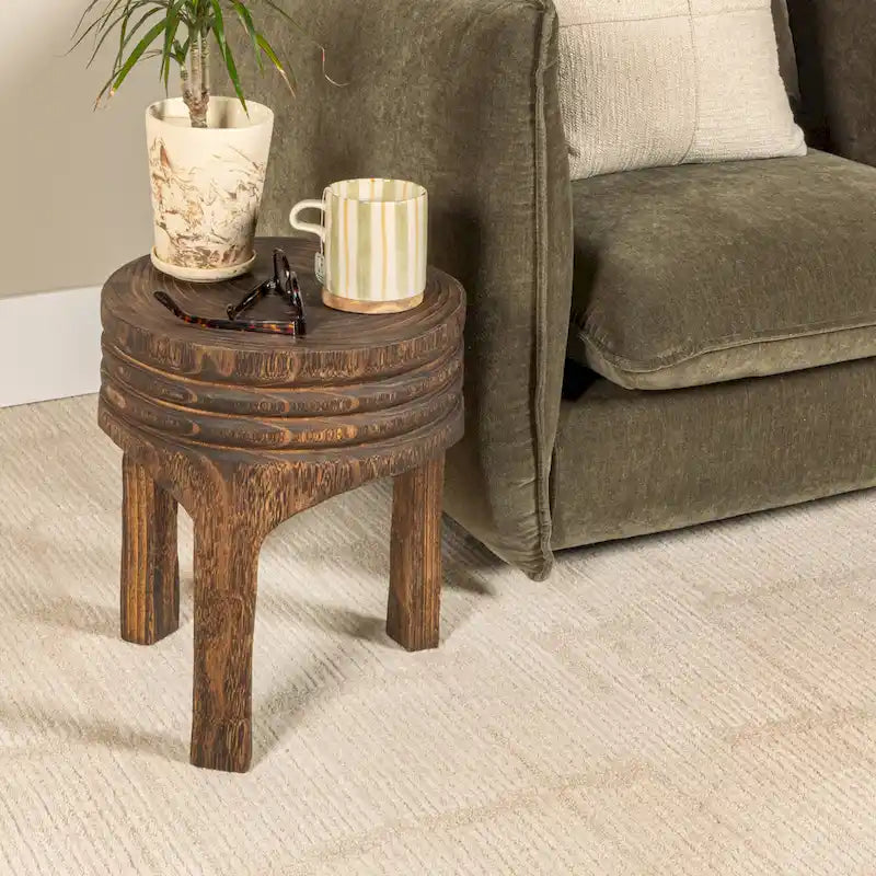 Paulownia Wood Carved Stool
