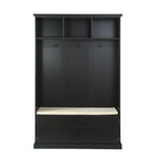 3-in-1 Design Hall Tree with Storage Bench,3 Hooks and Cushion