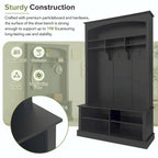 47.2 Wide Hall Tree with Bench and Shoe Storage: Multi-functional with 3 Hooks, Open Storage, Rectangle Shelves