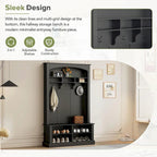 47.2 Wide Hall Tree with Bench and Shoe Storage: Multi-functional with 3 Hooks, Open Storage, Rectangle Shelves