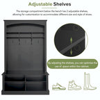 47.2 Wide Hall Tree with Bench and Shoe Storage: Multi-functional with 3 Hooks, Open Storage, Rectangle Shelves