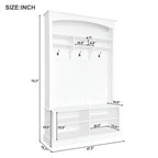 47.2 Wide Hall Tree with Bench and Shoe Storage: Multi-functional with 3 Hooks, Open Storage, Rectangle Shelves