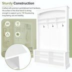 47.2 Wide Hall Tree with Bench and Shoe Storage: Multi-functional with 3 Hooks, Open Storage, Rectangle Shelves