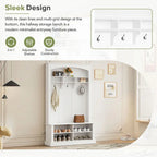 47.2 Wide Hall Tree with Bench and Shoe Storage: Multi-functional with 3 Hooks, Open Storage, Rectangle Shelves
