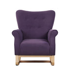 Velvet Tufted High Back Rocking Chair - Single Seat with Wood Legs
