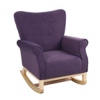 Velvet Tufted High Back Rocking Chair - Single Seat with Wood Legs