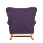Velvet Tufted High Back Rocking Chair - Single Seat with Wood Legs