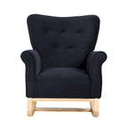 Velvet Tufted High Back Rocking Chair - Single Seat with Wood Legs