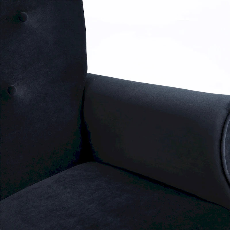 Velvet Tufted High Back Rocking Chair - Single Seat with Wood Legs