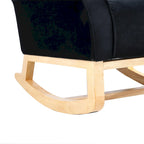 Velvet Tufted High Back Rocking Chair - Single Seat with Wood Legs