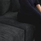 L-shaped Modular Sectional Sofa Corduroy Upholstered Couch with Chaise Ottoman and 3 pillows