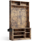 39.37 W Hall Tree, 3 in 1 Entryway Bench with Coat Rack and Shoe Storage