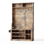 39.37 W Hall Tree, 3 in 1 Entryway Bench with Coat Rack and Shoe Storage