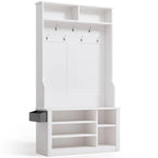 39.37 W Hall Tree, 3 in 1 Entryway Bench with Coat Rack and Shoe Storage