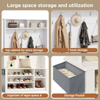 39.37 W Hall Tree, 3 in 1 Entryway Bench with Coat Rack and Shoe Storage