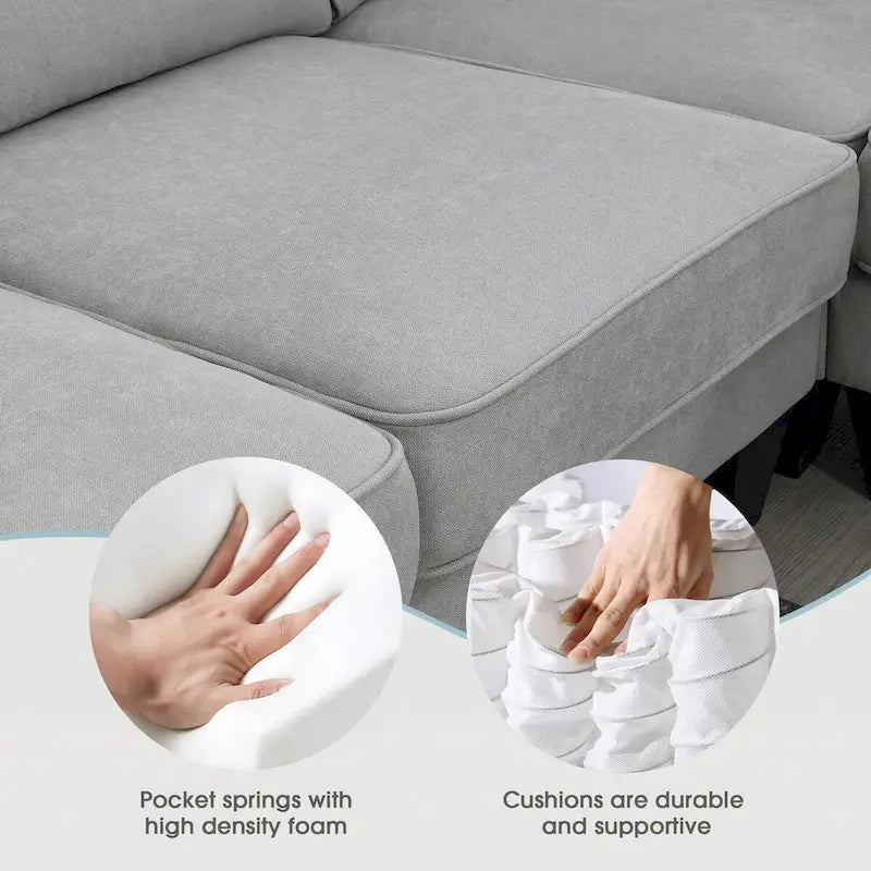 89*89 Oversized Velvet Modern Sectional Sofa,Large L Shaped Upholstered Indoor Furniture with Double Cushions