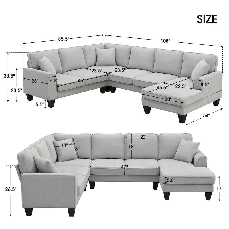 89*89 Oversized Velvet Modern Sectional Sofa,Large L Shaped Upholstered Indoor Furniture with Double Cushions