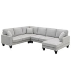89*89 Oversized Velvet Modern Sectional Sofa,Large L Shaped Upholstered Indoor Furniture with Double Cushions