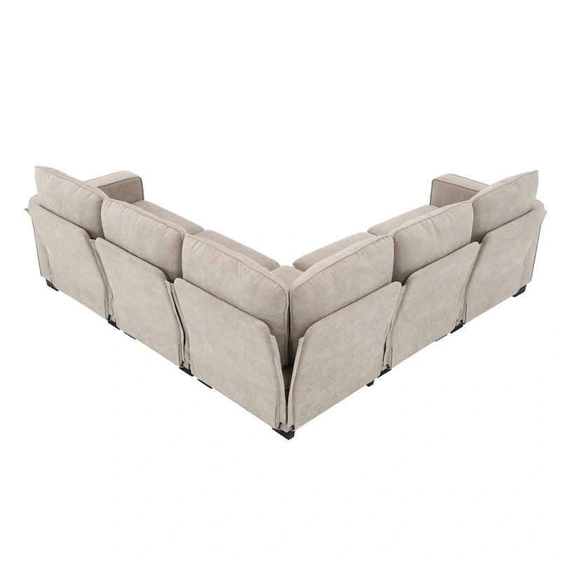 89*89 Oversized Velvet Modern Sectional Sofa,Large L Shaped Upholstered Indoor Furniture with Double Cushions