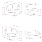 WYNDENHALL Marlee 3-Seater Modular Sofa and Ottoman Set in Velvety Chenille Performance Fabric