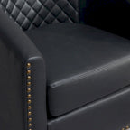 KINWELL 29 Wide Tufted PU Leather Swivel Barrel Chair