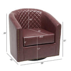 KINWELL 29 Wide Tufted PU Leather Swivel Barrel Chair