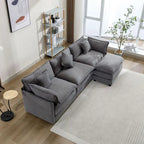 112.2 L-Shape Chenille Upholstered Sofa for Living Room Modern Luxury Sofa Couch with Ottoman