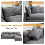 112.2 L-Shape Chenille Upholstered Sofa for Living Room Modern Luxury Sofa Couch with Ottoman