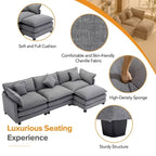 112.2 L-Shape Chenille Upholstered Sofa for Living Room Modern Luxury Sofa Couch with Ottoman
