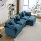 112.2 L-Shape Chenille Upholstered Sofa for Living Room Modern Luxury Sofa Couch with Ottoman