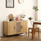 45.3W Three-Door Cabinet with Natural Rattan - N/A